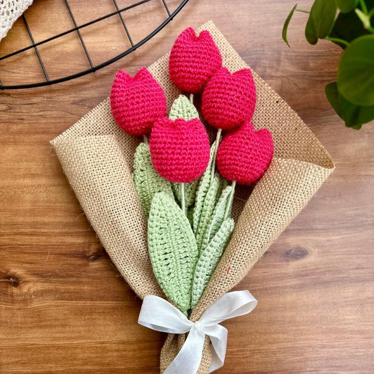 Handcrafted Crochet Tulip Bouquet – Unique Gift for All Occasions