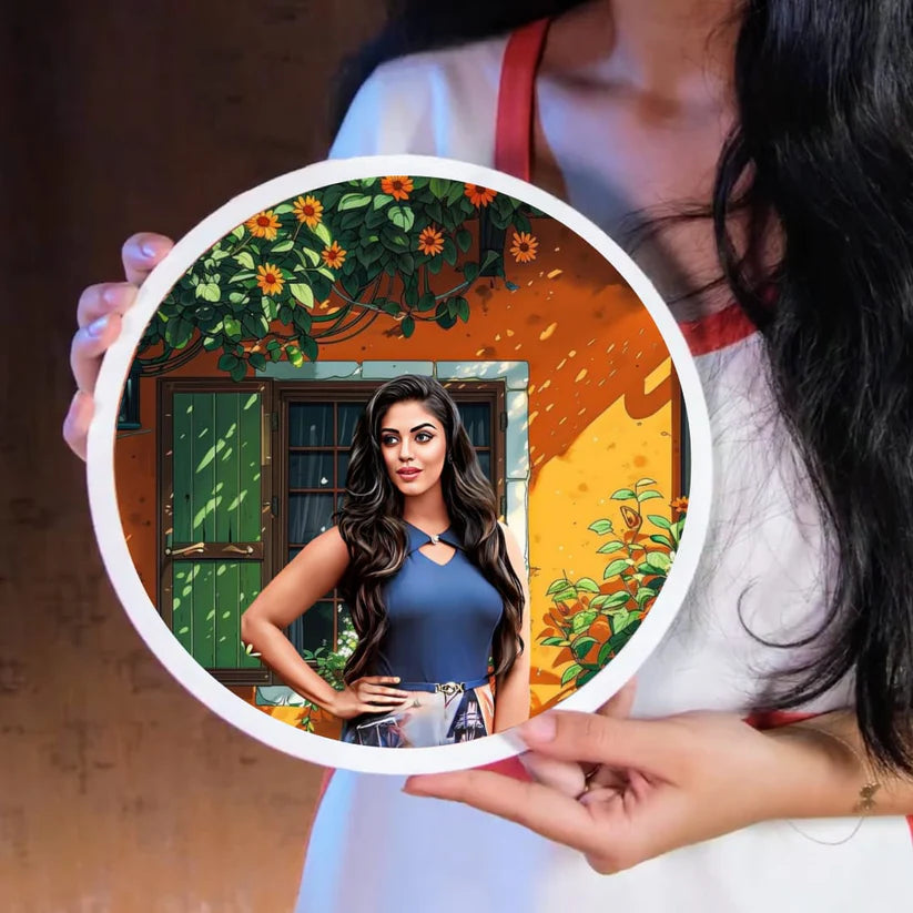 Personalized Wooden Painting Frame - Floral Courtyard Design