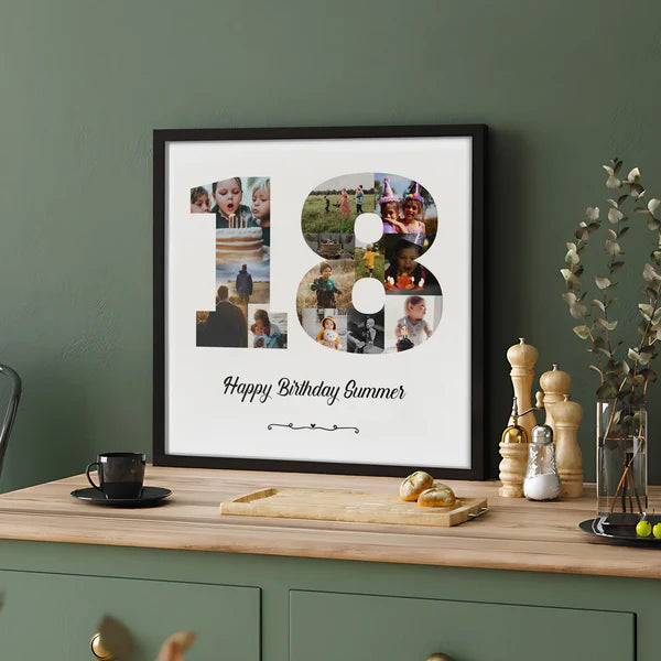 Personalized Age Number photo Collage frame With Message