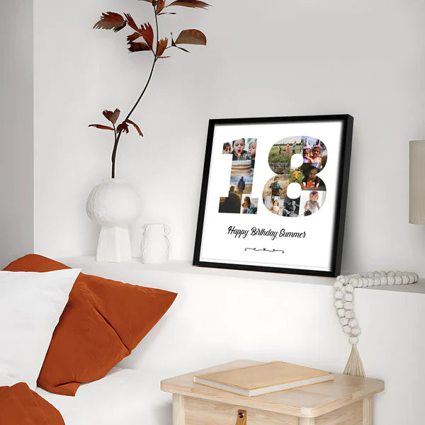 Personalized Age Number photo Collage frame With Message