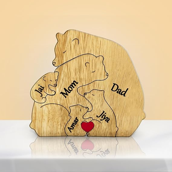Personalized Wooden Bear Family Puzzle with their names