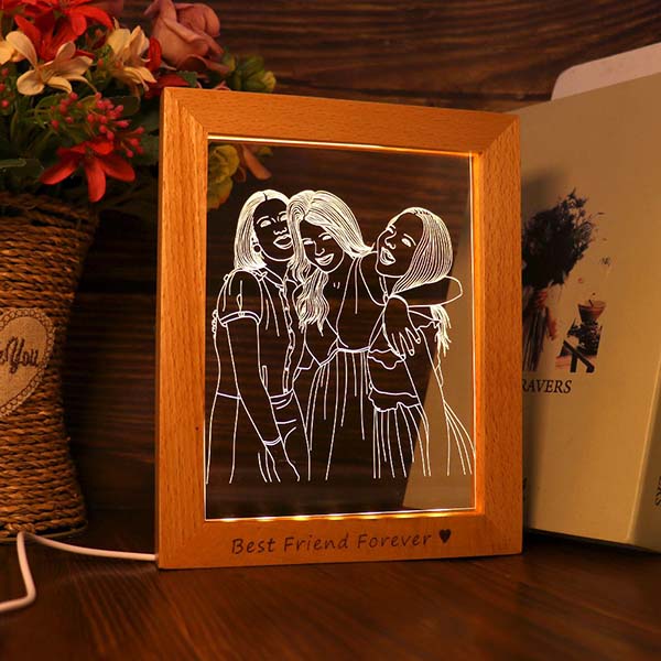 Personalized 3D Illusion Acrylic Line Art Sketch Photo Lamp Frame
