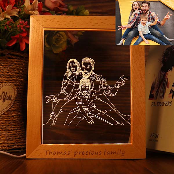 Personalized 3D Illusion Acrylic Line Art Sketch Photo Lamp Frame