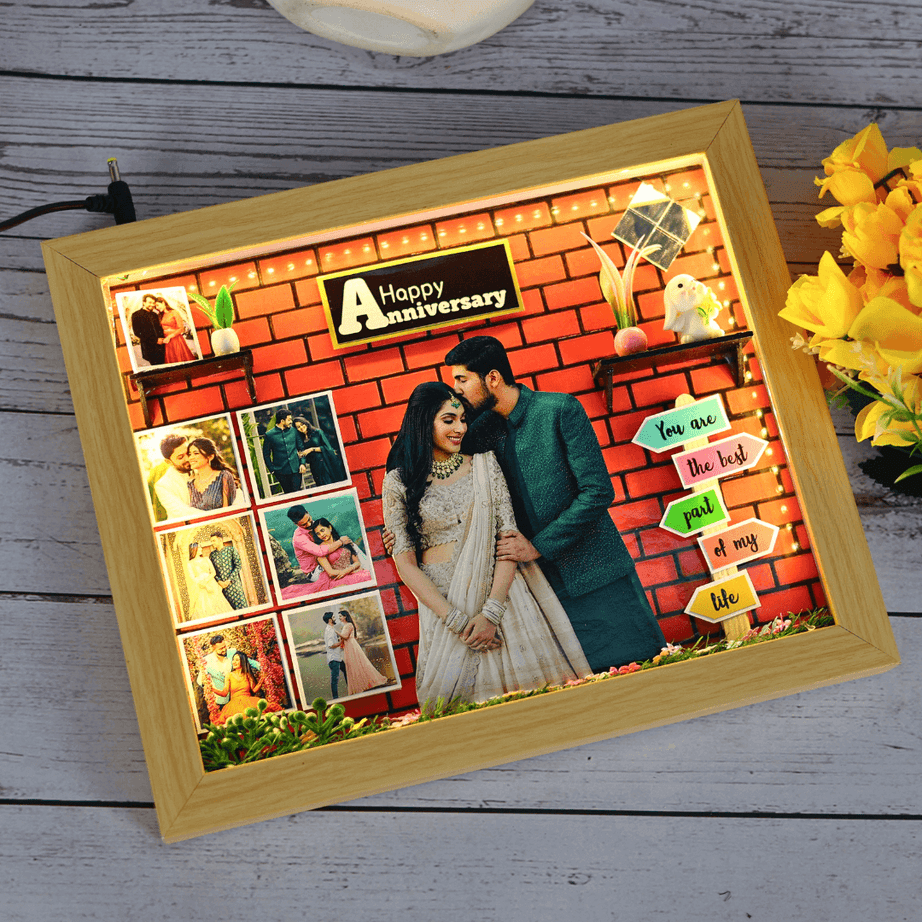 3D Miniature Frame for Anniversary, Wedding or Birthday with Acrylic glass & Led Light (11.5×9.5 Inches)