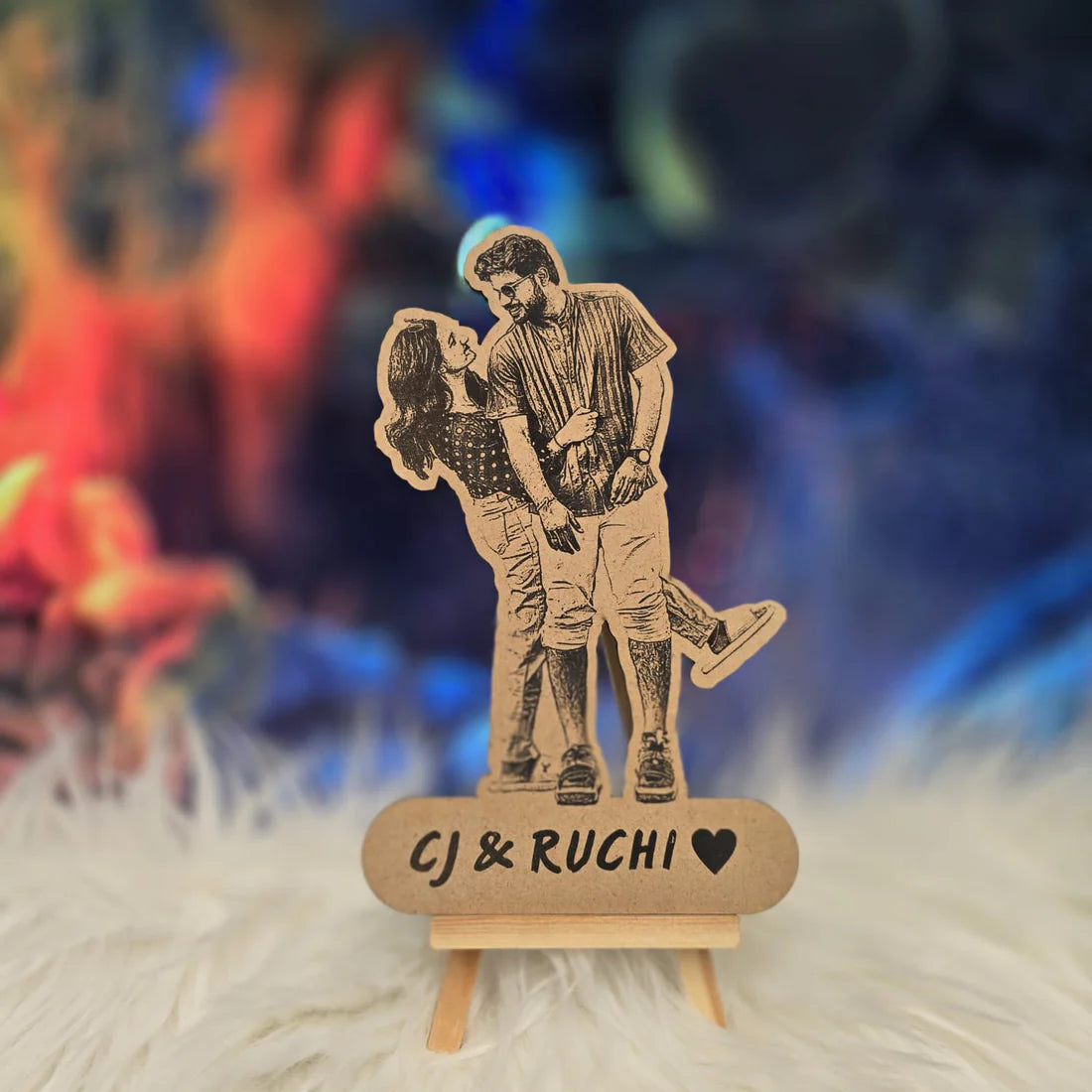 Personalised Wooden Engraved Cutout Standy