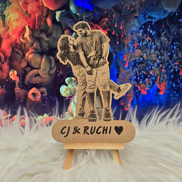 Personalised Wooden Engraved Cutout Standy