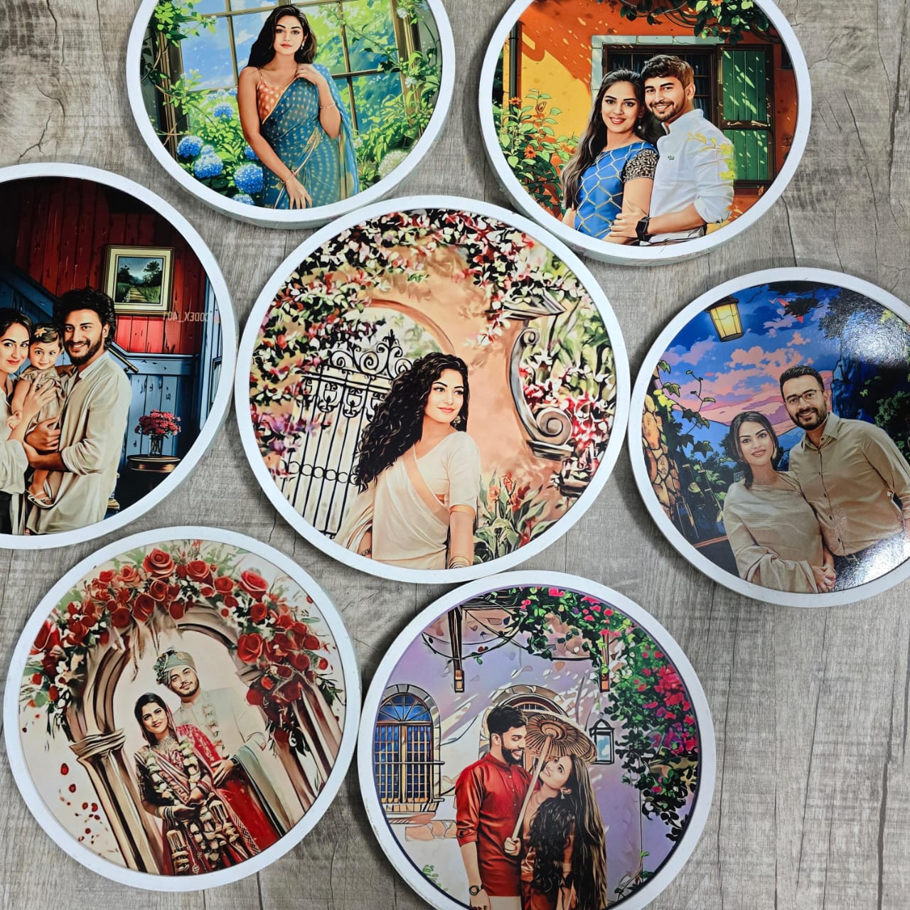 Personalized Wooden Painting Frame - Floral Courtyard Design