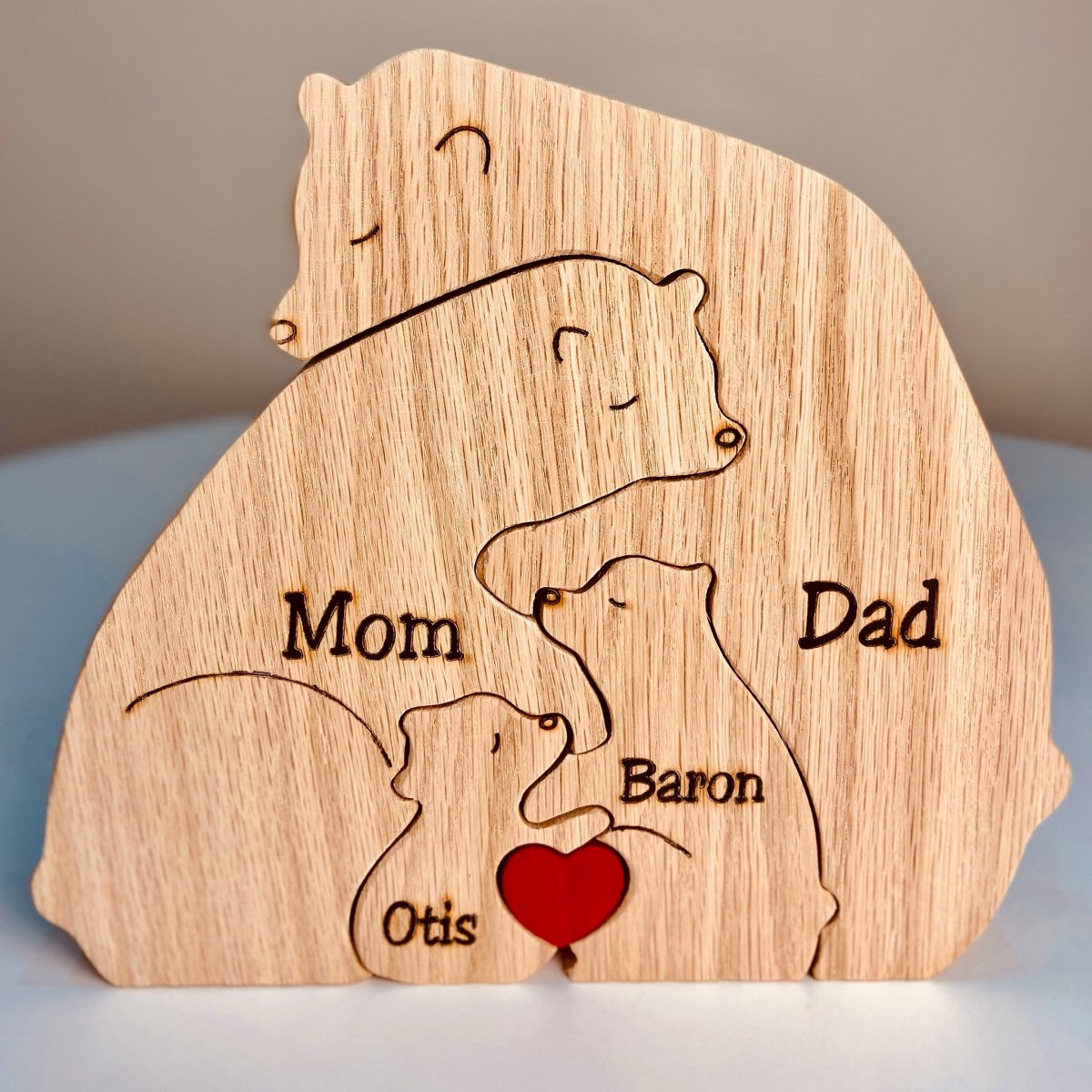 Personalized Wooden Bear Family Puzzle with their names