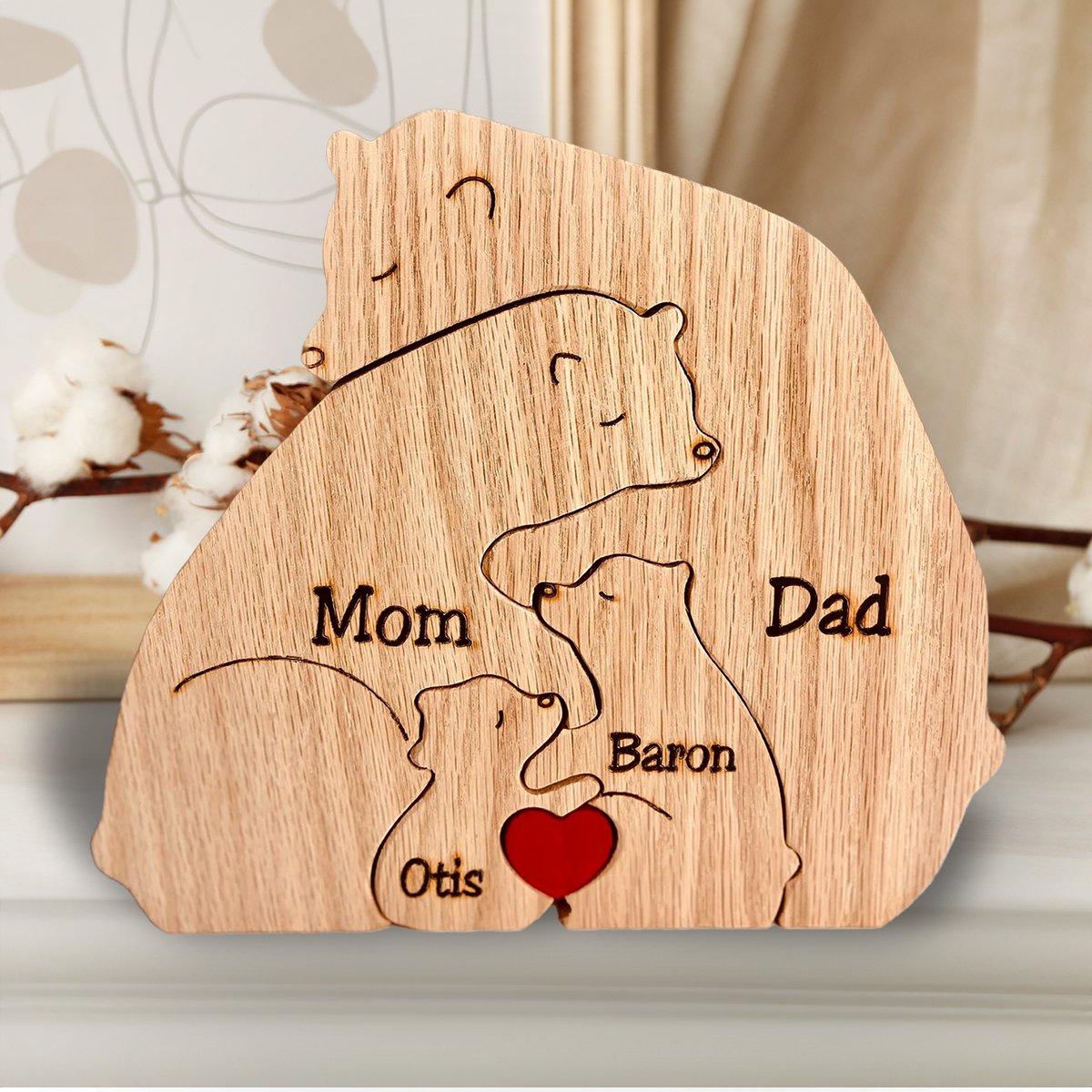 Personalized Wooden Bear Family Puzzle with their names