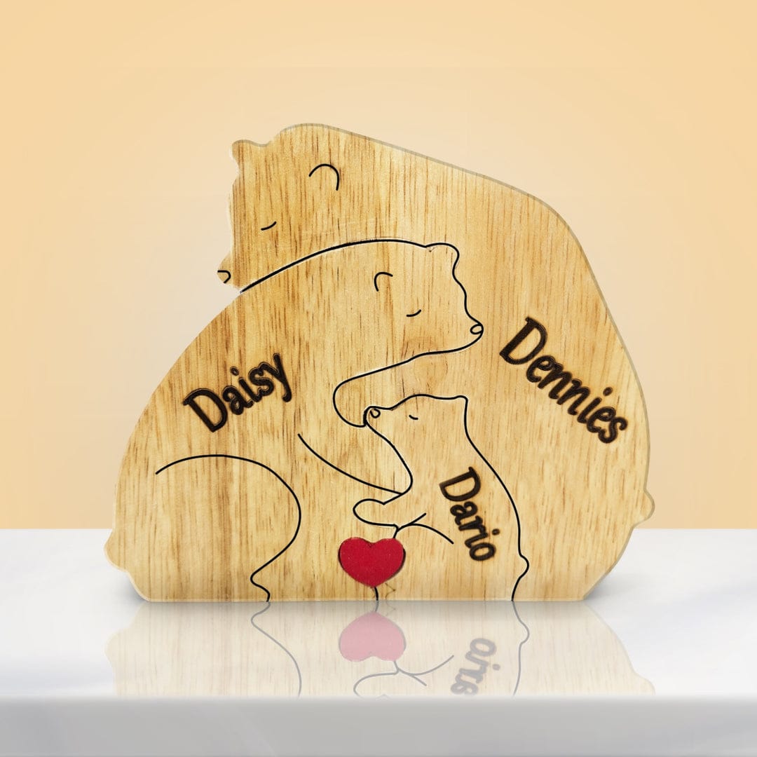 Personalized Wooden Bear Family Puzzle with their names