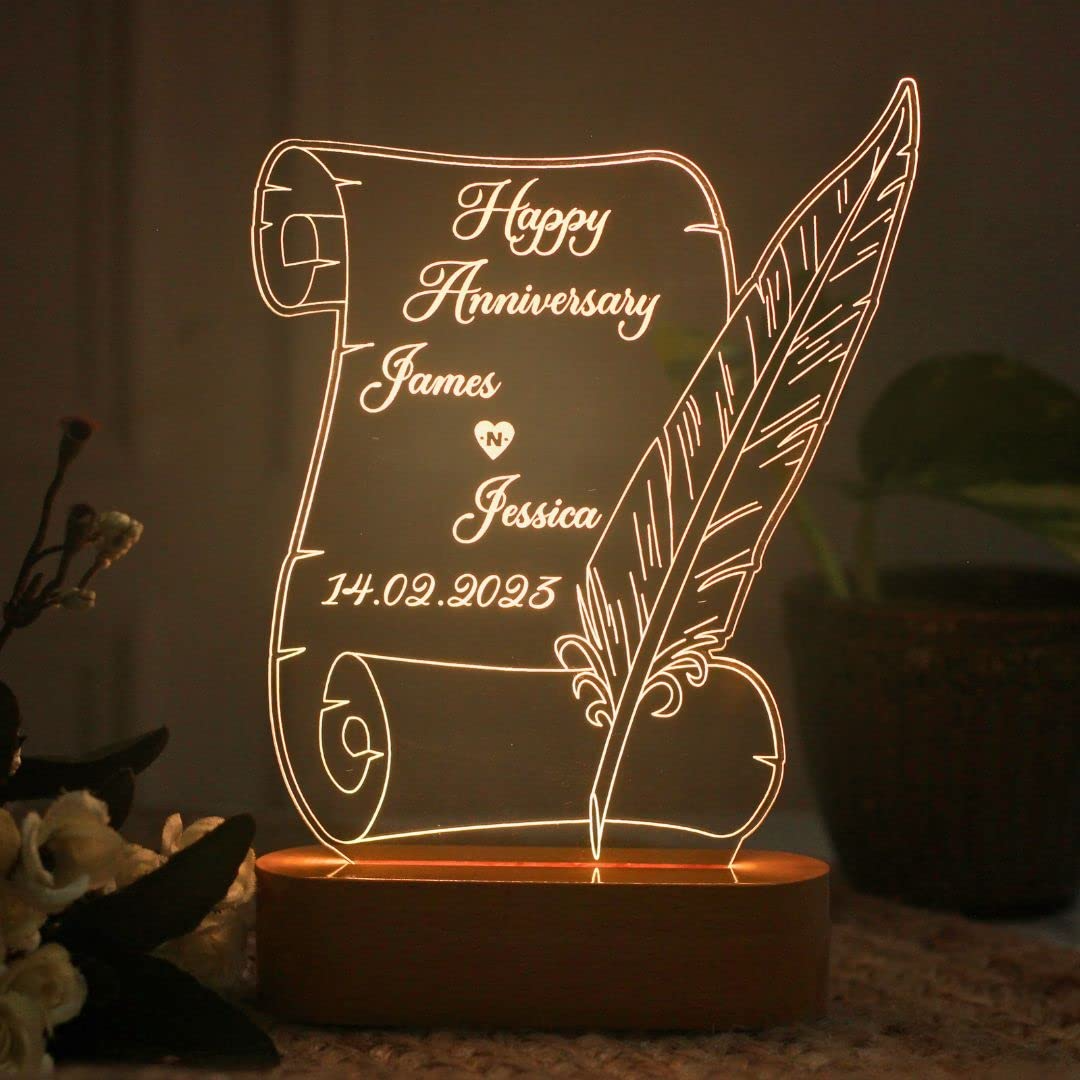 Transparent Personalized 3D Illusion LED Lamp with Your Text
