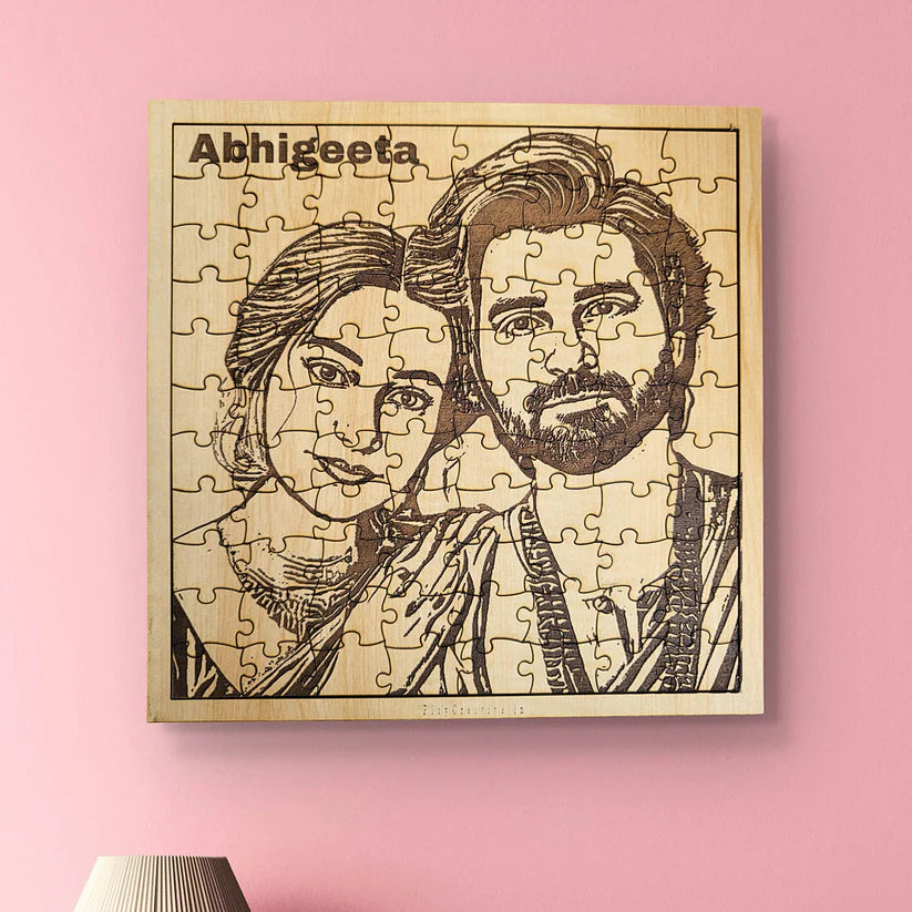 Personalized wooden engraved photo frame jigsaw puzzle
