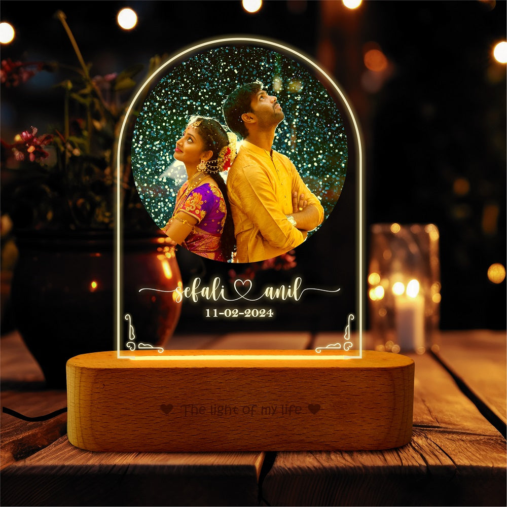 Couple Photo, Name & Date Illusion Lamp