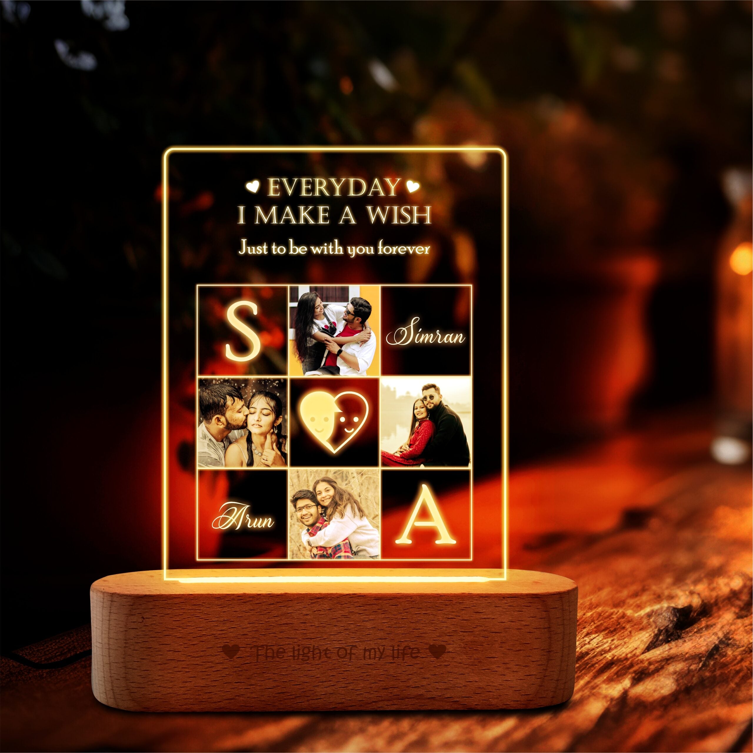 Love Crossword Photo Lamp for couple