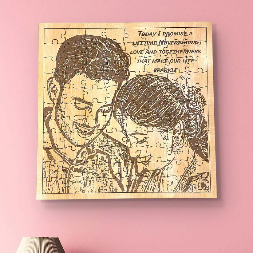 Personalized wooden engraved photo frame jigsaw puzzle