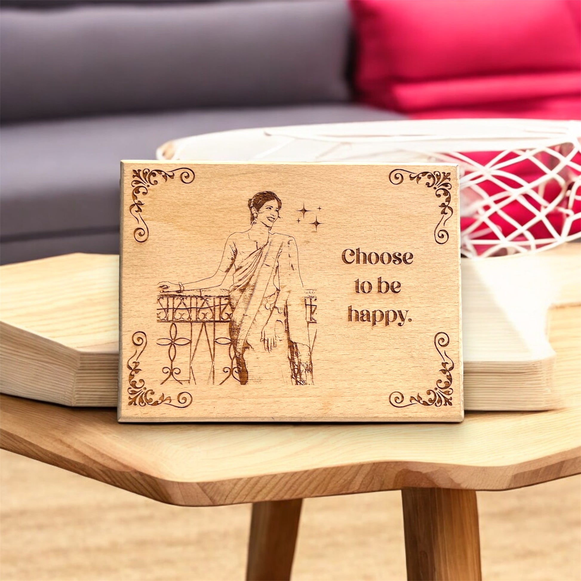 Customized Couple Engraved wooden photo frame (Rectangular shape)