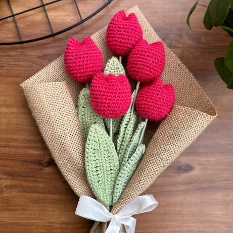 Handcrafted Crochet Tulip Bouquet – Unique Gift for All Occasions