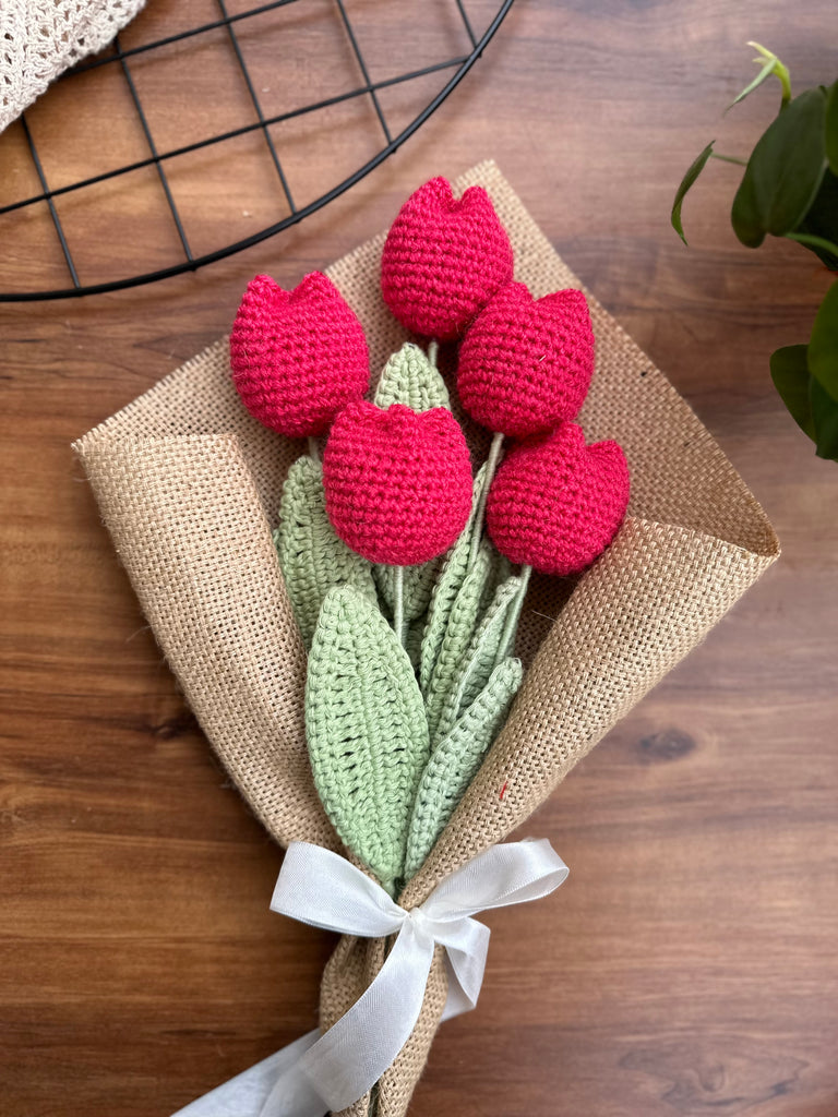 Handcrafted Crochet Tulip Bouquet – Unique Gift for All Occasions