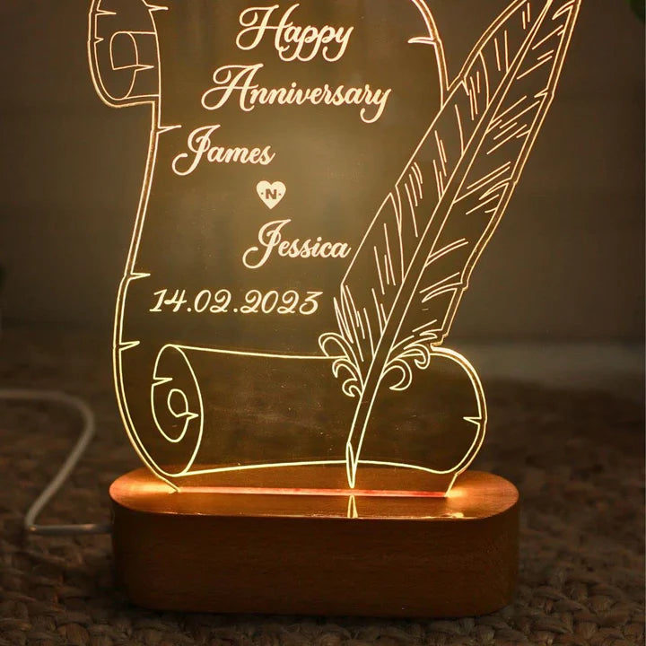 Transparent Personalized 3D Illusion LED Lamp with Your Text