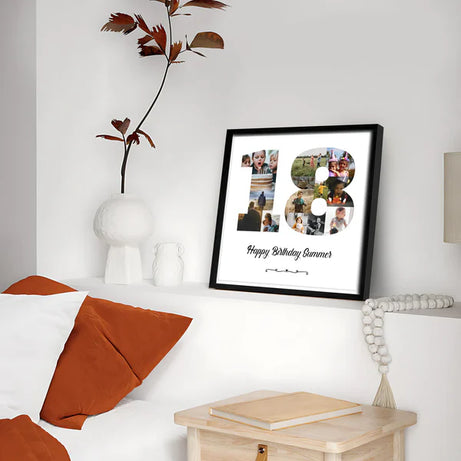 Personalized Age Number photo Collage frame With Message