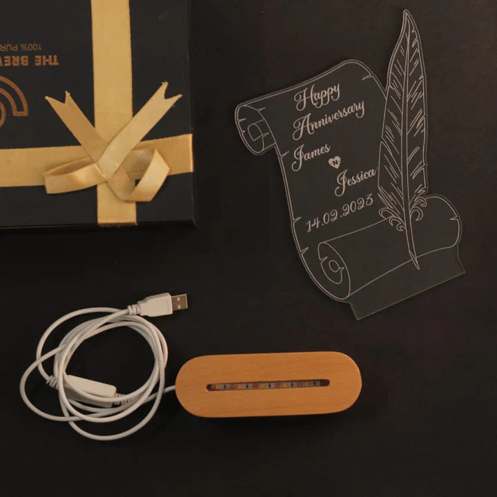 Transparent Personalized 3D Illusion LED Lamp with Your Text