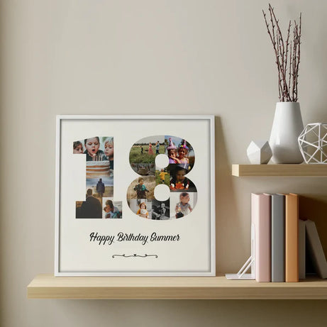 Personalized Age Number photo Collage frame With Message