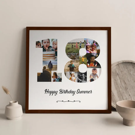 Personalized Age Number photo Collage frame With Message