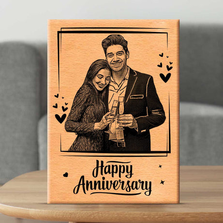 Customized Couple Engraved wooden photo frame (Rectangular shape)
