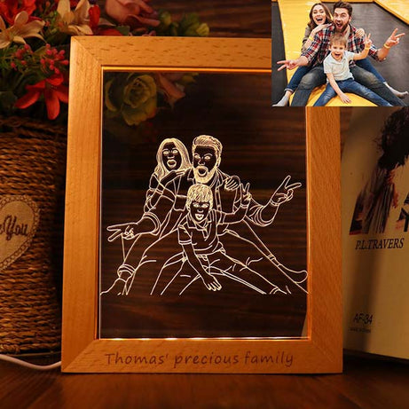 Personalized 3D Illusion Acrylic Line Art Sketch Photo Lamp Frame