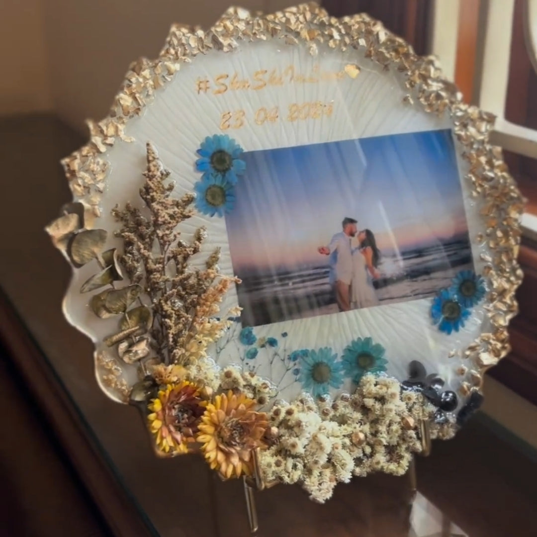 3D Floral Personalized Resin frame with image & text