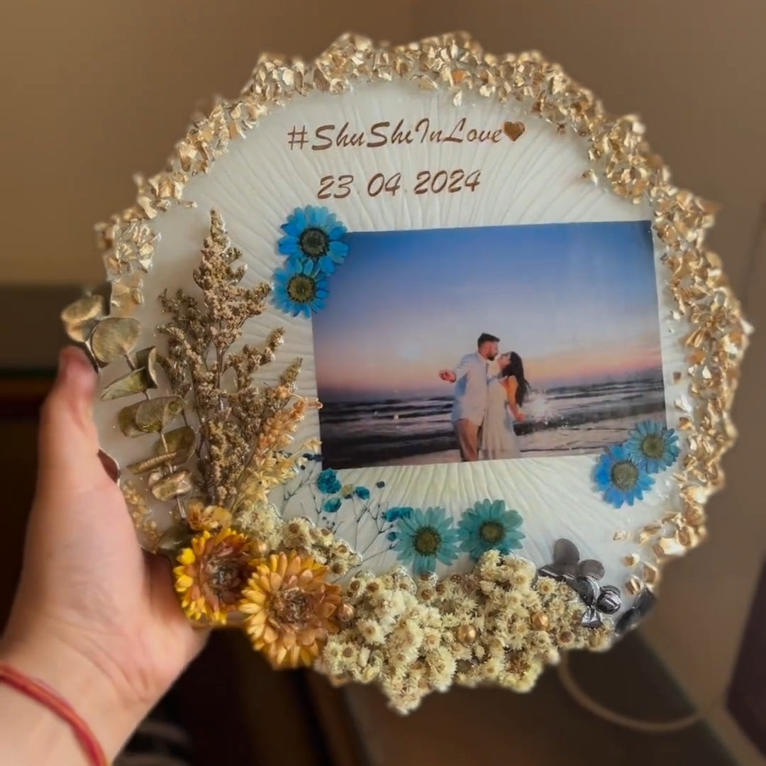 3D Floral Personalized Resin frame with image & text