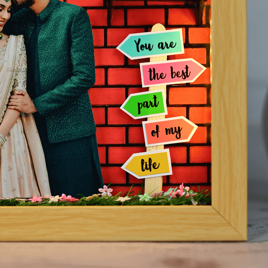 3D Miniature Frame for Anniversary, Wedding or Birthday with Acrylic glass & Led Light (11.5×9.5 Inches)