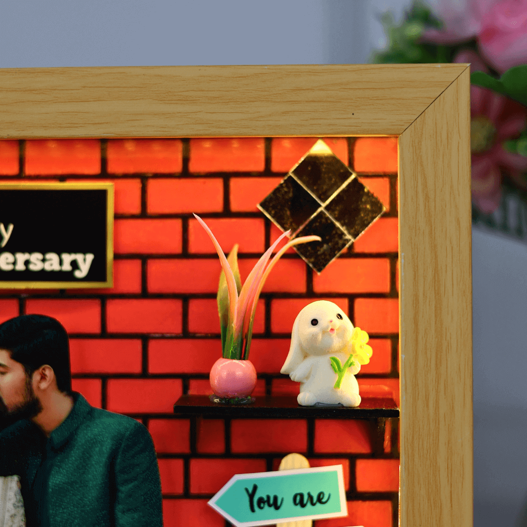 3D Miniature Frame for Anniversary, Wedding or Birthday with Acrylic glass & Led Light (11.5×9.5 Inches)