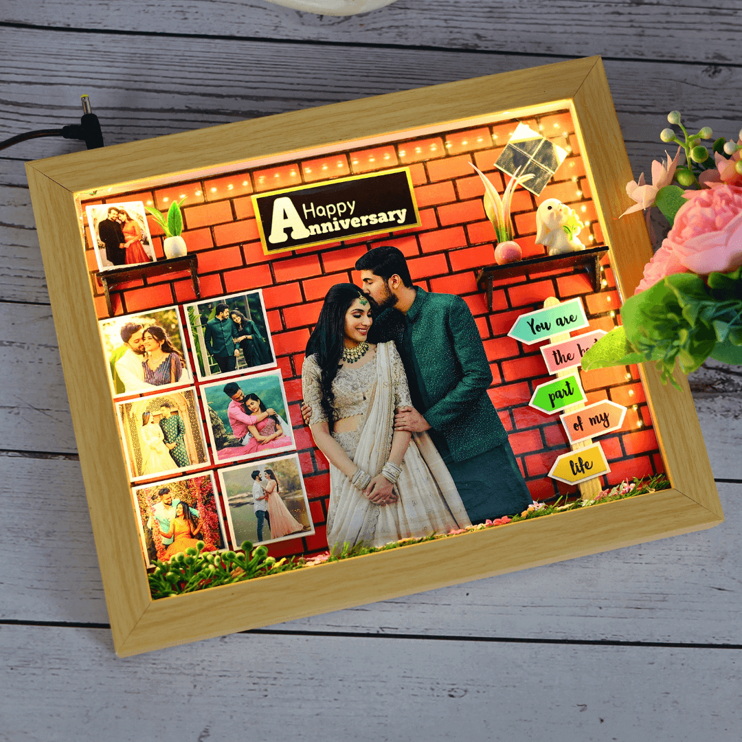 3D Miniature Frame for Anniversary, Wedding or Birthday with Acrylic glass & Led Light (11.5×9.5 Inches)