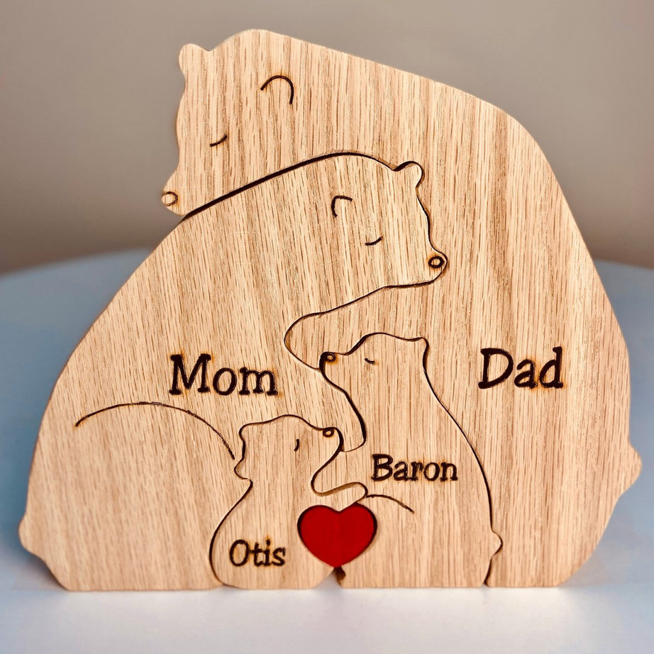Personalized Wooden Bear Family Puzzle with their names