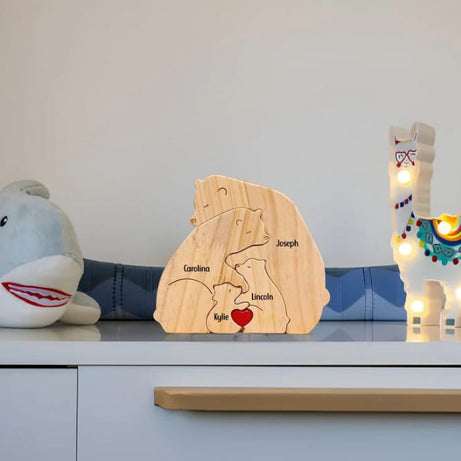 Personalized Wooden Bear Family Puzzle with their names