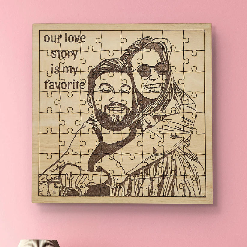 Personalized wooden engraved photo frame jigsaw puzzle