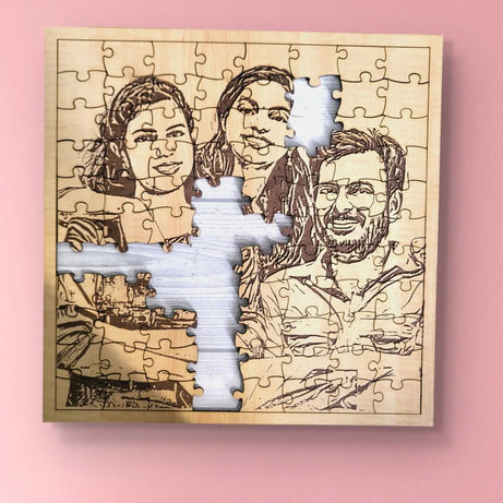 Personalized wooden engraved photo frame jigsaw puzzle