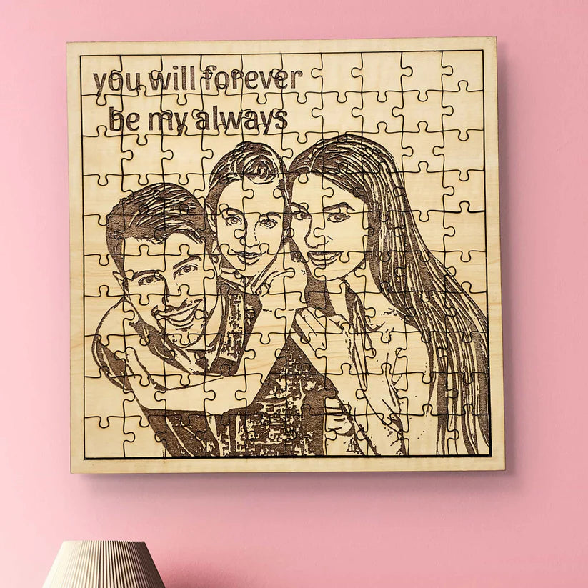 Personalized wooden engraved photo frame jigsaw puzzle
