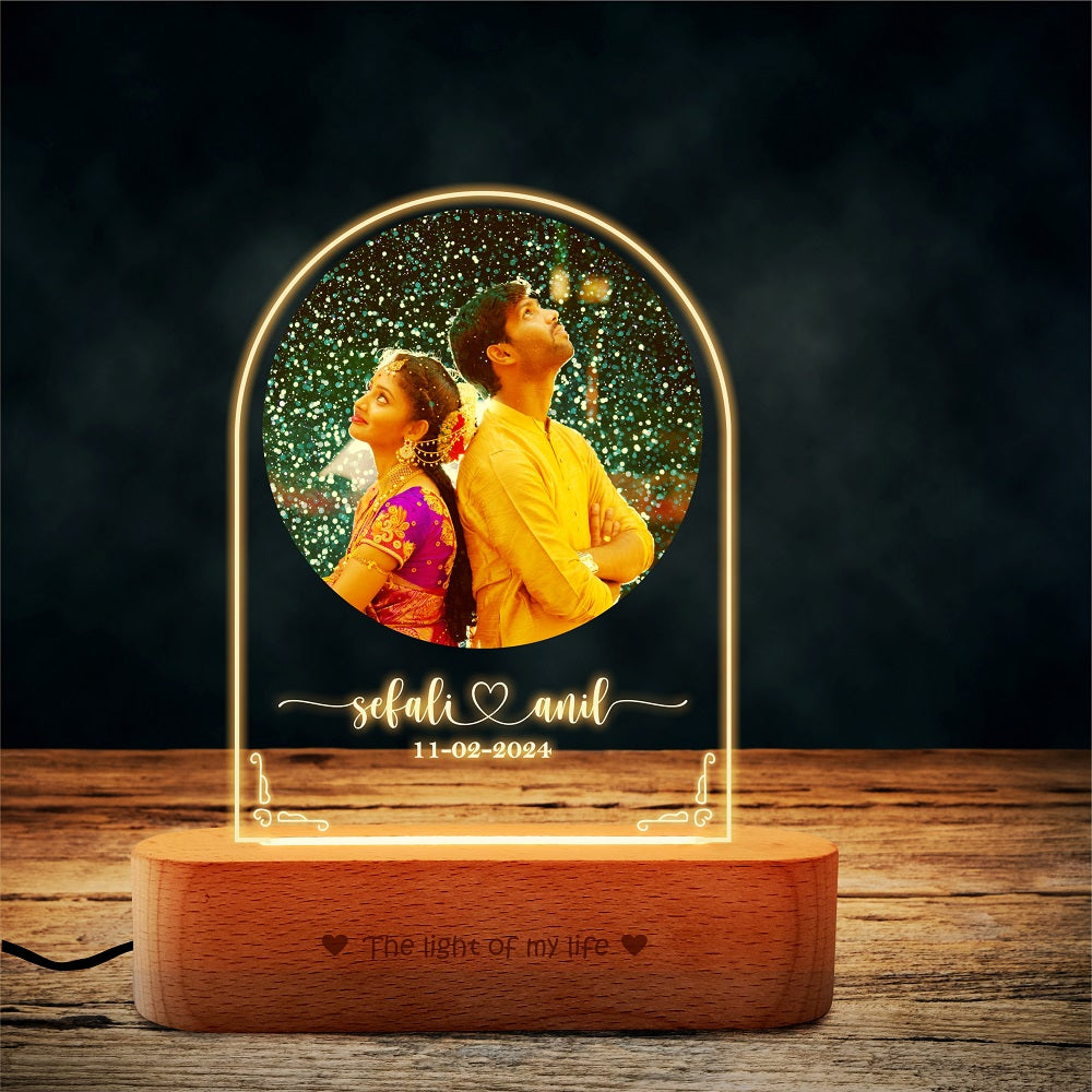 Couple Photo, Name & Date Illusion Lamp